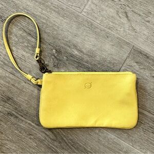 BORN Classic Leather Yellow Small Clutch Wristlet With Strap